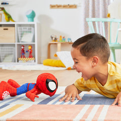 Spidey delivers prompts that encourage movement and pretend play.