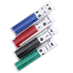 Round tubes packaging keeps Spidfee dice game set organized.