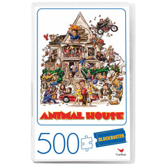 Spin Master Animal House puzzle in retro Blockbuster VHS case, ideal for family game nights.