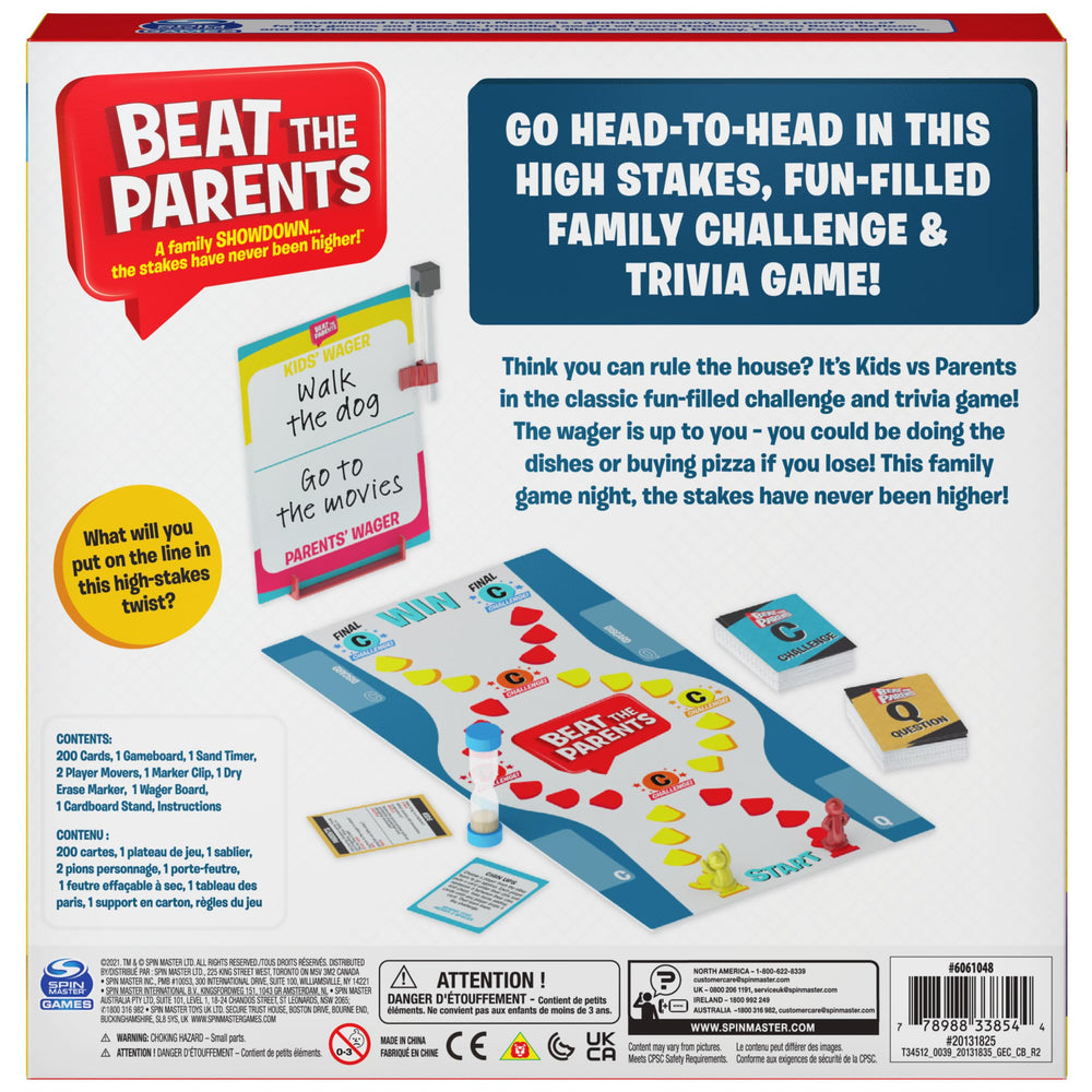Spin Master Beat the Parents family night setup with players engaged