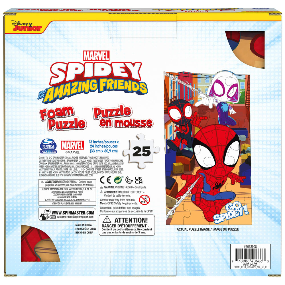 Spin Master family-friendly activity: 25-piece Spidey puzzle for kids 4+.