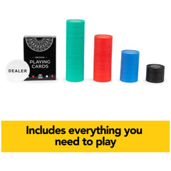 Spin Master Cardinal Classics poker table night setup with vibrant chip colors
