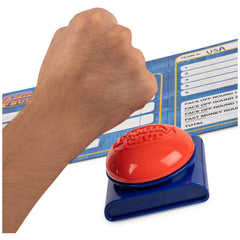 Spin Master Family Feud packaging includes buzzer, cards, and scoreboard.