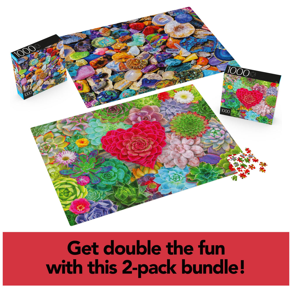 Close-up of puzzle pieces from Spin Master Games two-pack showing precise interlock