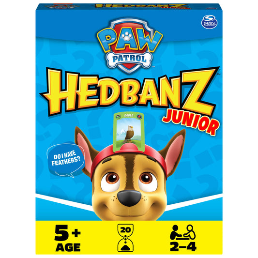 Spin Master Hedbanz Jr. PAW Patrol headbands for fast, family-friendly guessing.