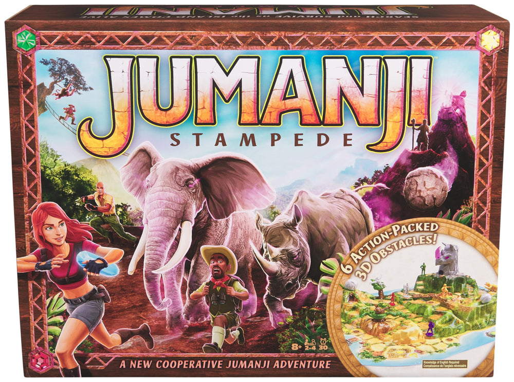 Spin Master Games Jumanji Stampede board-assembly: collaborative setup for family game night.