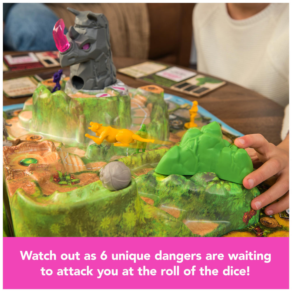 Spin Master Games Jumanji Stampede crystal-horn: radiant crystals drive cooperative goals.