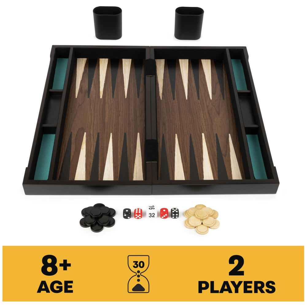 Spin Master Games Legacy Deluxe backgammon pieces showcased for sturdy, lifelong play.
