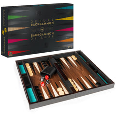 Spin Master Games Legacy Deluxe wooden backgammon board with a rich mahogany finish for durable family play.