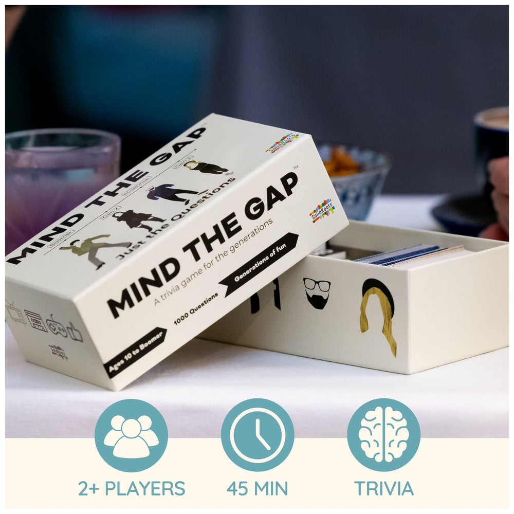 Spin Master Mind the Gap Just the Questions question deck close-up invites discussion and memory sharing.