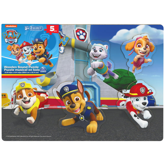 Spin Master PAW Patrol chunky wood sound puzzle board enhances shape and sound recognition.