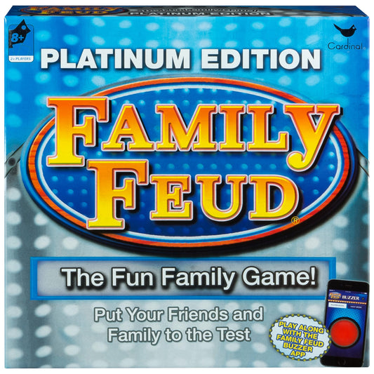 Spin Master Platinum Family Feud Signature Game brown A front cover, ideal for family game night.