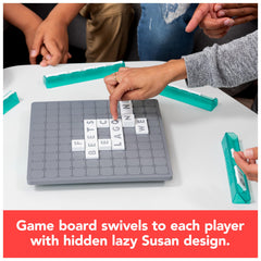 Upwords board on table shows family-friendly setup for game night