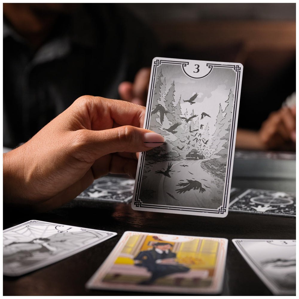 Spin Master Wednesday color cards contrast with foil artwork for visual drama.
