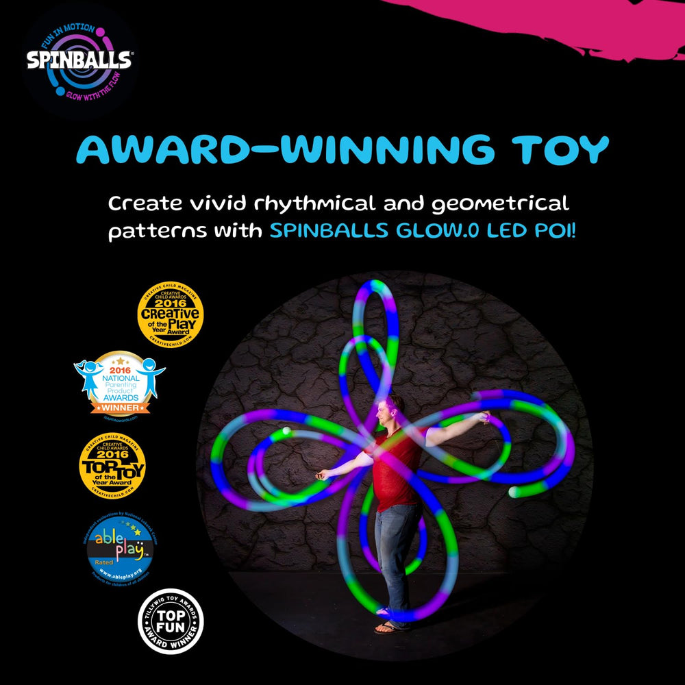 Spin Balls Glow.0 in action during a lively night performance.