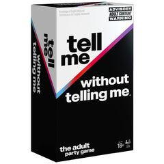 Spin Master Tell Me Without Telling Me box front showing viral party game, great for adult parties