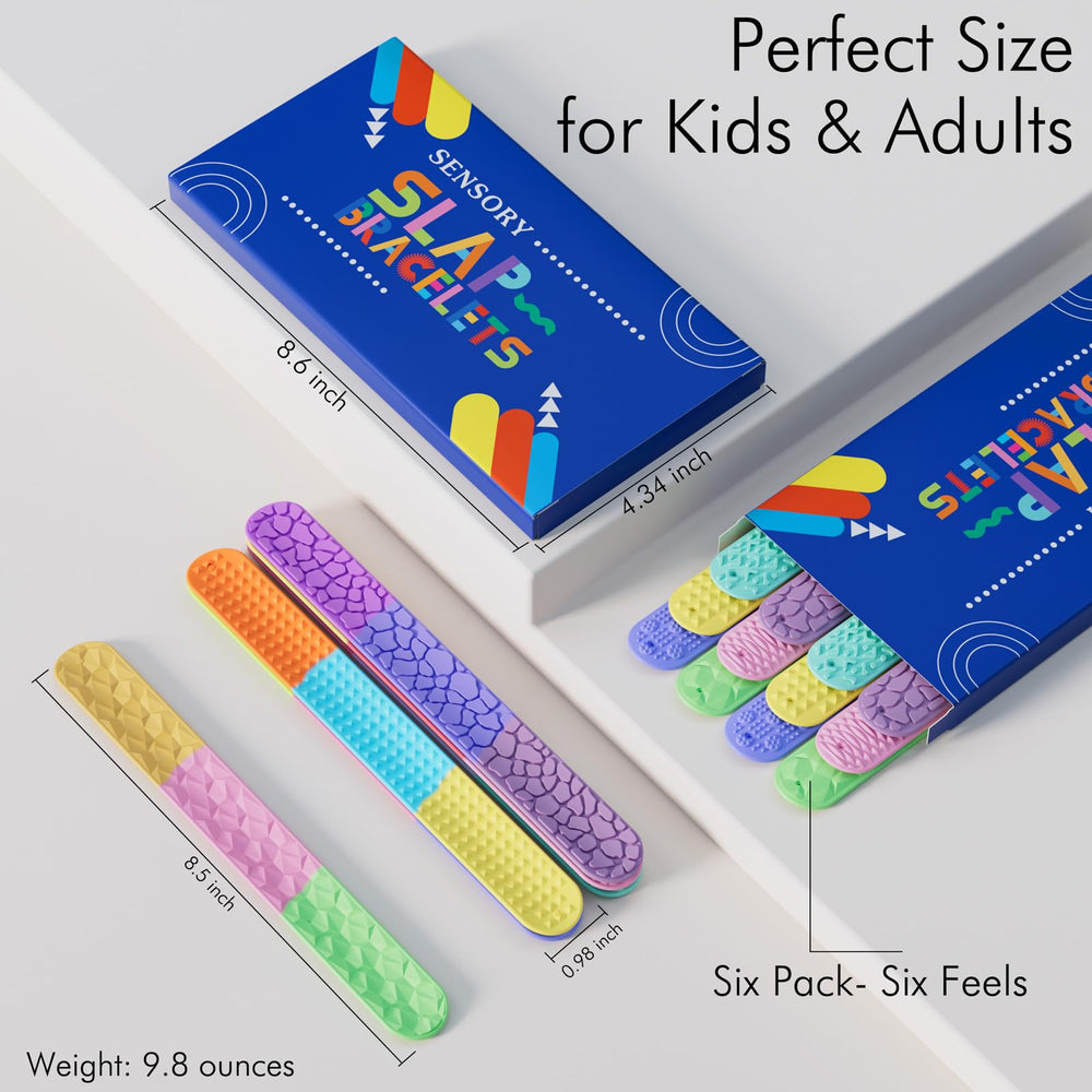 Spkwis Sensory Slap Bracelets arrive ready to gift in fun packaging.