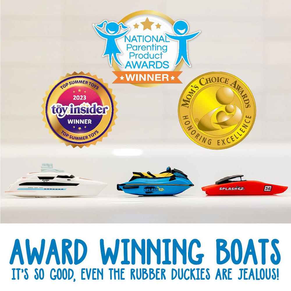 SplashEZ catamaran bath toy designed for water races and imaginative play.