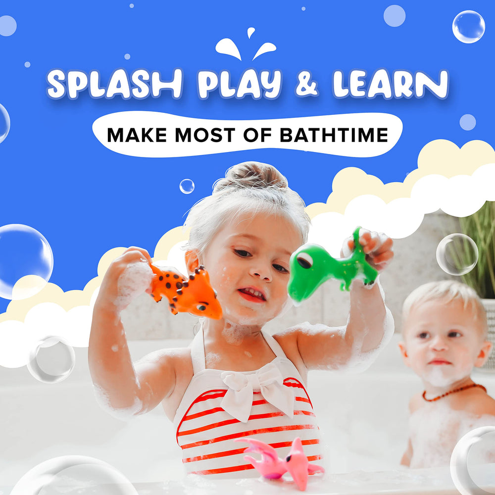 SplashEZ no-hole-dino close-up: mold-free design keeps bath toys clean.