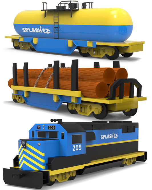 SplashEZ Train Toy Bath with no-hole design for quick drying and mold-free play.