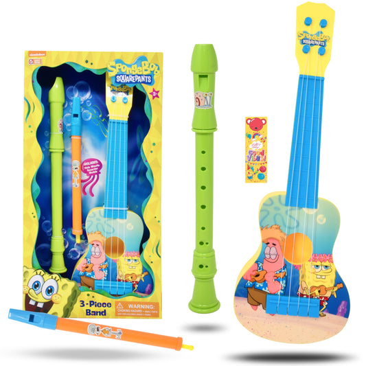 SpongeBob SquarePants 16-inch toy ukulele front view for beginners and imaginative play.