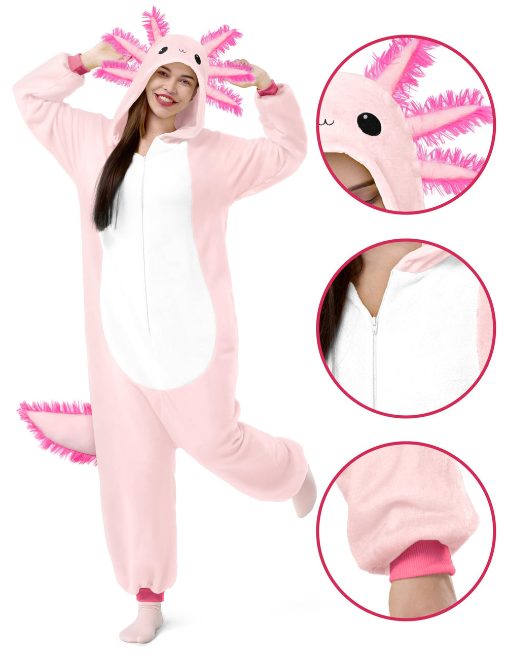 Spooktacular Creations axolotl costume six horns and tail design enhances look.