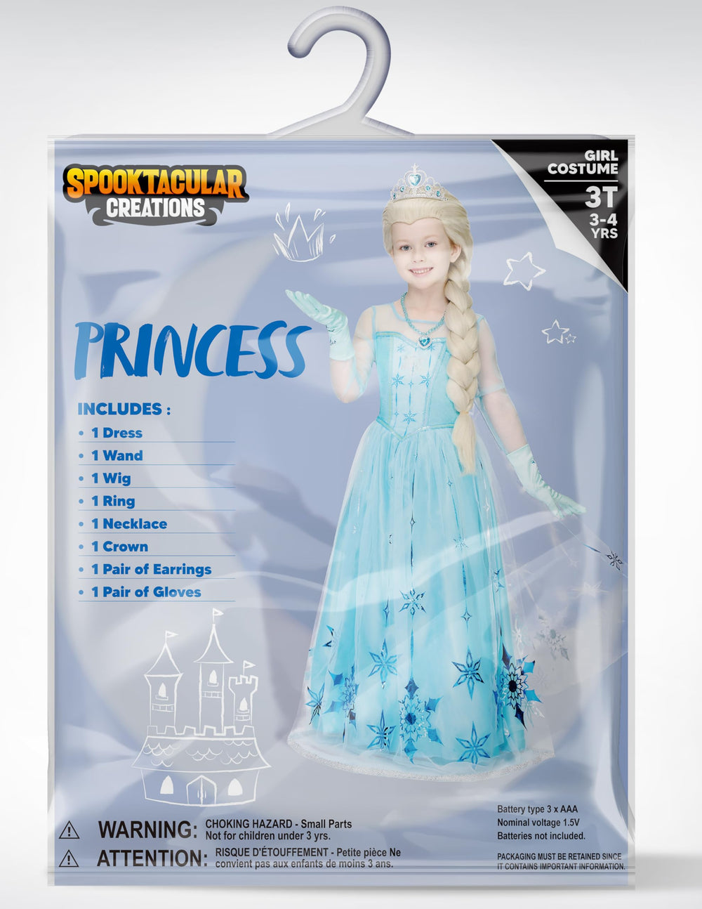 Spooktacular Creations blue gloves and wig complete the princess styling