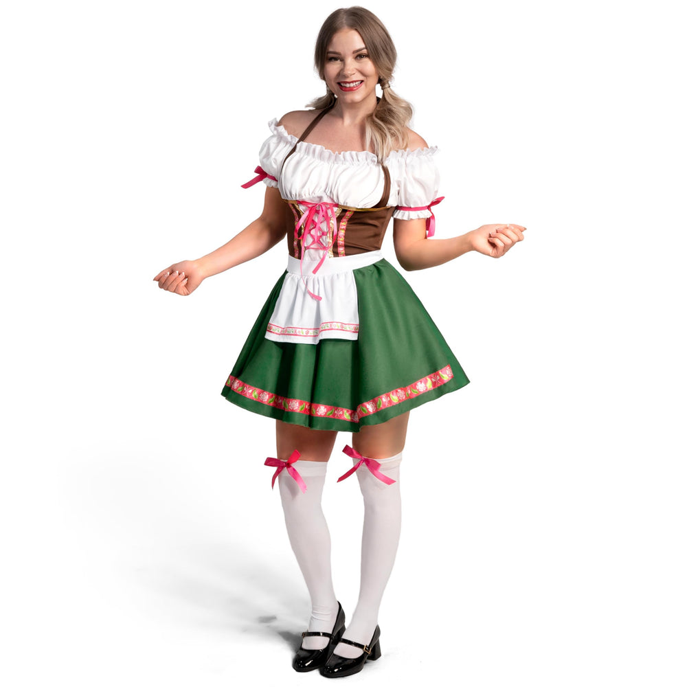 Spooktacular Creations green dirndl costume offers comfortable all-day wear for events.