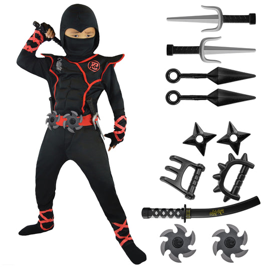 Spooktacular Creations ninja jumpsuit with attached hood for comfortable kid cosplay and easy Halloween dressing.