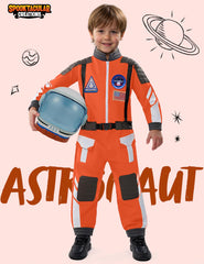 Spooktacular Creations orange jumpsuit with front zip and badge for easy dressing