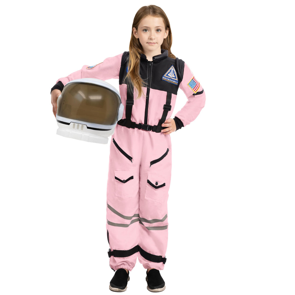 Spooktacular Creations pink astronaut jumpsuit for kids, comfortable fit for imaginative play.