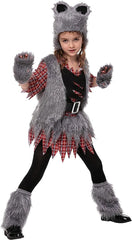 Spooktacular Creations Werewolf dress, faux fur trim boosts spooky party presence.