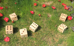 Sport Beats Giant Wooden Yard Dice in use during backyard game night.