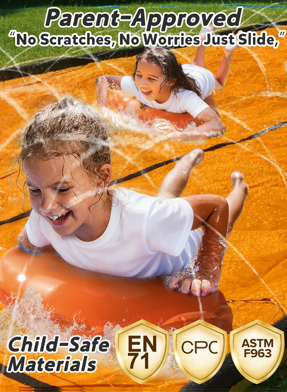 Spring Water Slip and Slide orange pattern is bright for kids