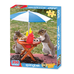 Springbok squirrel feeder puzzle finished artwork, a vibrant scene for display and mindful leisure