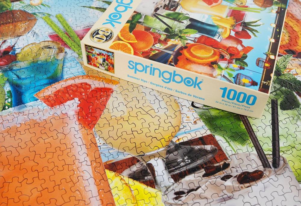 Springbok Summer Sips puzzle measures 30 by 24 inches for a display-worthy finish.