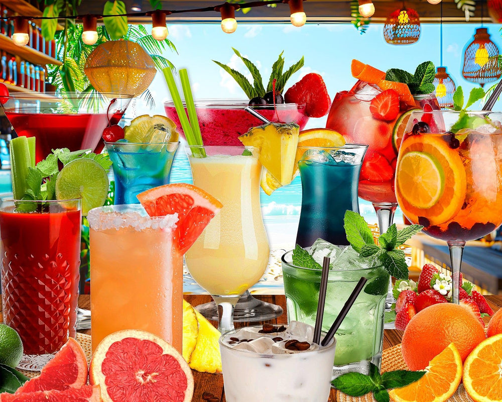 Springbok Summer Sips puzzle with colorful tropical drinks for relaxing, screen-free pastime.
