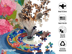 Springbok unique cut pieces puzzle close-up showing irregular shapes and challenge