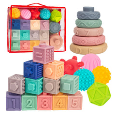 SpringFlower 3-in-1 Montessori blocks for babies promote stacking and tactile exploration.