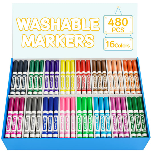 SpringFlower 480-count washable markers bulk pack for versatile classroom projects and quick color ideas.