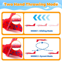SpringFlower LED orange foam airplane with high visibility outdoors.