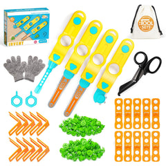 SpringFlower Cardboard Cutter Kit contents laid out for creative building adventures.