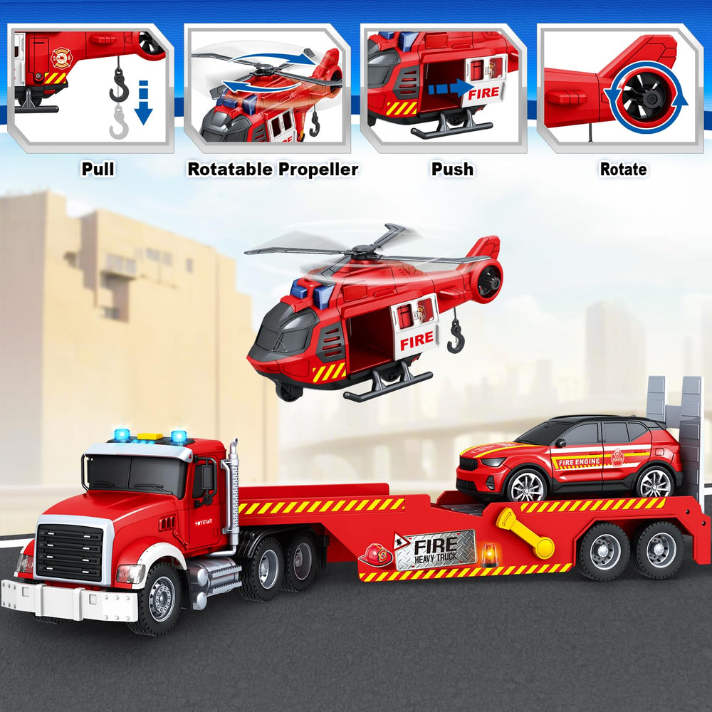 SpringFlower fire-truck-toy detachable head with racing car enables versatile play scenarios.