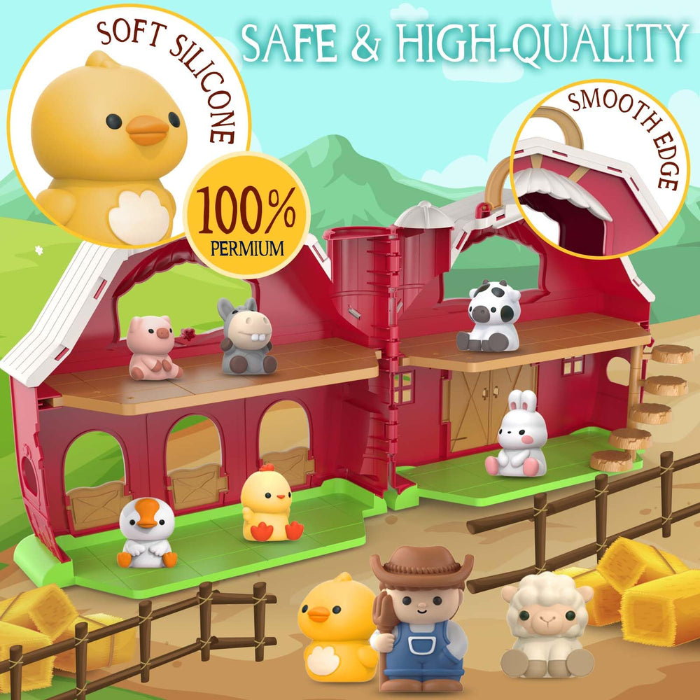 SpringFlower foldable barn design enables easy storage and portable fun for toddlers.