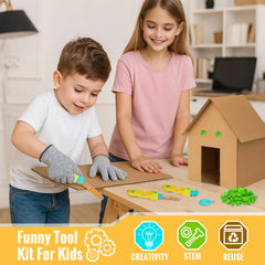 SpringFlower group play encourages teamwork while crafting multiple cardboard structures.