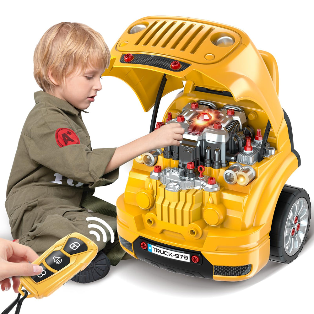 SpringFlower large truck engine repair set front view for imaginative play