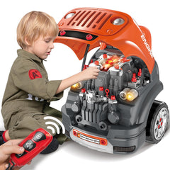 SpringFlower large truck engine set with car key and engine assembly for hands-on learning