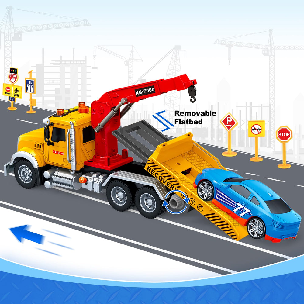 SpringFlower tow truck lights and sounds add realism during play