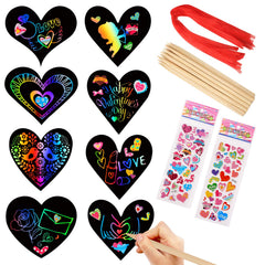 SpringFlower Valentine scratch paper heart shapes for DIY cards and decorations