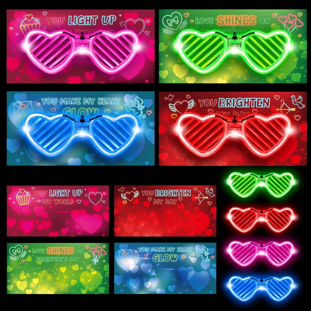 SpringFlower Valentines card with glow glasses for classroom gift exchanges.